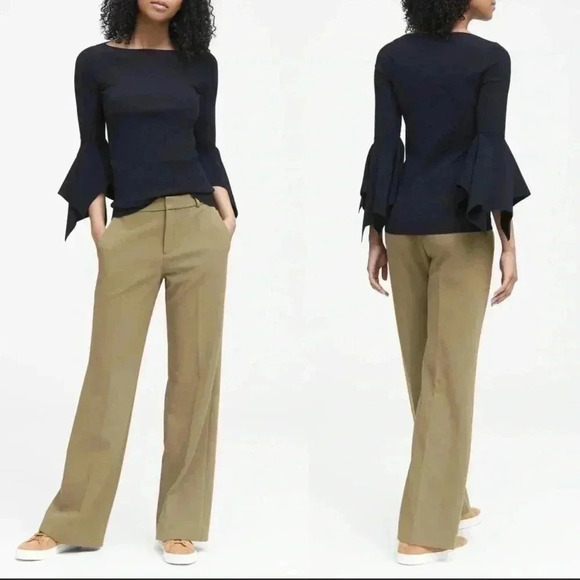 Banana  Republic Sweater Handkerchief Sleeve Crewneck Knit Top Navy Blue Size XS - Picture 3 of 16